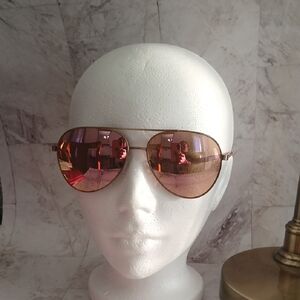 Betsey Johnson Rose Gold Aviator Sunglasses with Mirrored Lenses